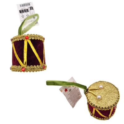 Ngk Pendentif de Noël tambour velours 6 cm 3 assortis | 24 pièces
