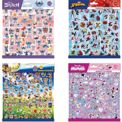 Autocollants bulles licence Disney pop up 20,5 x 20,5 cm 4 assortis | 24 pièces