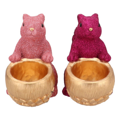 Daan bol en bois courbé Jingle écureuil assis rose 22 cm 2 assortis | 6 pièces