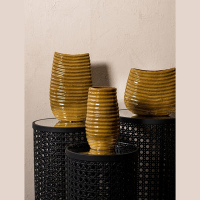Vase Ptmd riddy jaune 20 cm | 6 pièces
