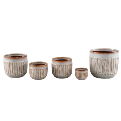 Ptmd pot de fleur ruuby s gris marron 11 cm | 18 pièces