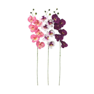 Orchidée fleur artificielle 78 cm 3 couleurs assorties | 48 pièces