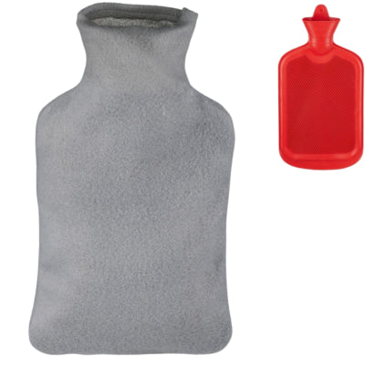Bouillotte Relaxdays avec housse rouge gris 1,5 l | 12 pièces