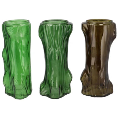 Daan vase en bois courbé arbre vert 19 cm 3 assortis | 12 pièces
