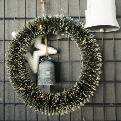 Couronne de Noël LED sur batterie neige 40 cm | 10 pièces