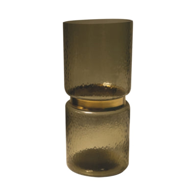 Ptmd vase quilio droit verre marron 27 cm | 4 pièces