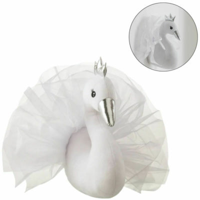 J-line décoration murale cygne en peluche 46 cm | 6 pièces