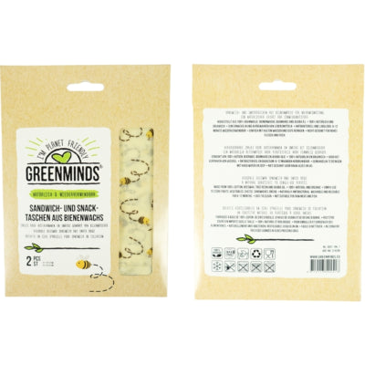 Greenminds sandwich et sacs à sandwich en cire d'abeille 21 cm lot de 2 | 8 pièces