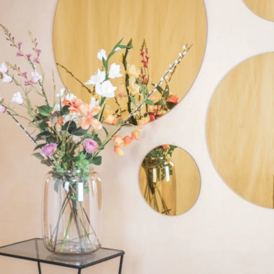 Miroir mural Housevitamin rond doré 40 cm | 3 pièces