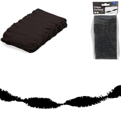 Folat guirlande torsadée papier crépon noir 6 mètres | 24 pièces