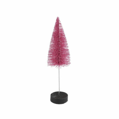 Sapin de Noël Countryfield sur socle rose pailleté 20 cm | 12 pièces