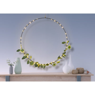 Anneau décoratif à suspendre botanique LED sur batterie 60 cm | 12 pièces