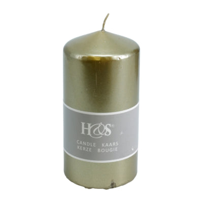 Bougie pilier H s couleur or 7 x 14 cm | 24 pièces