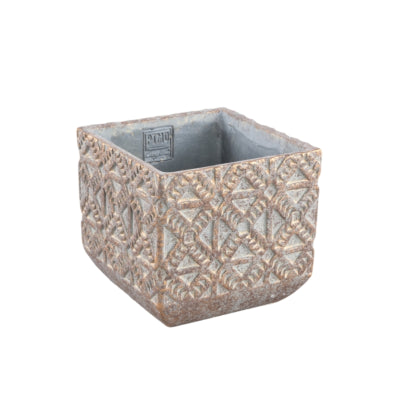 Ptmd pot de fleur jenah marron s 16 cm | 8 pièces