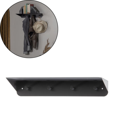 Portemanteau Woood Kenan métal noir 60 cm | 4 pièces