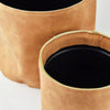 Pot de fleurs aspect cuir marron cognac 21,5 cm lot de 2 | 4 pièces