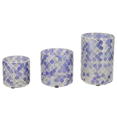 Daan photophore en bois courbé mosaïque m violet 10 cm | 12 pièces