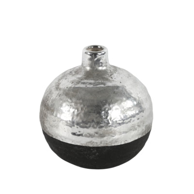 Countryfield vase terri rond s noir couleur argent 12 cm | 12 pièces