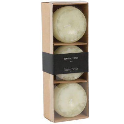 Countryfield bougie flottante bollie crème 7 x 5 cm lot de 3 | 12 pièces