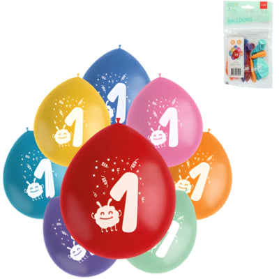 Folat ballons party pop échantillons numéro 1 mélange de couleurs 23 cm 8 pièces | 24 pièces