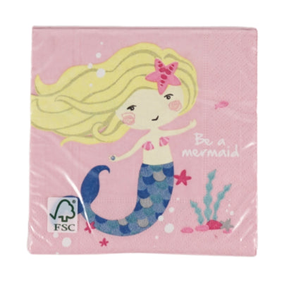 Amscan serviettes be a mermaid 25 x 25 cm 3 couches rose 20 pièces | 24 pièces