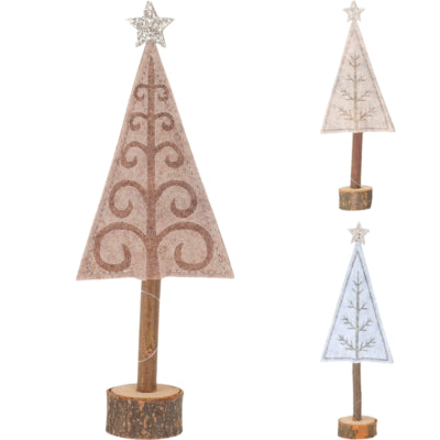 Sapin de Noël décoratif sur socle feutre naturel 22 cm 3 assortis | 36 pièces