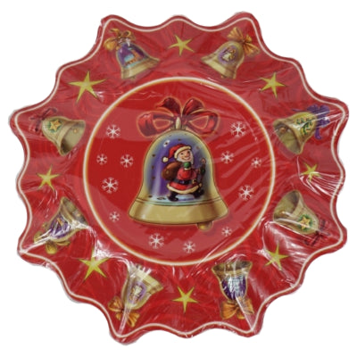 Assiette en carton Cloche de Noël 28 cm lot de 3 | 50 pièces