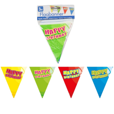 Folat mini drapeau ligne joyeux anniversaire 3 mètres | 24 pièces