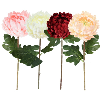 Fleur artificielle chrysanthème 74 cm 4 assortis | 24 pièces