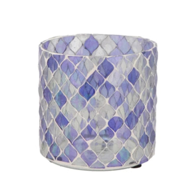 Daan photophore en bois courbé mosaïque m violet 10 cm | 12 pièces