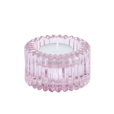 Housevitamin bougeoir duo verre ribb rose 8 cm | 24 pièces
