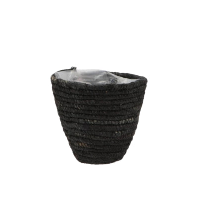 Pot de fleur en bois courbé Daan panier en jonc de mer noir 12 cm | 24 pièces