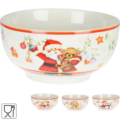 Bol Siaki porcelaine de Noël 600 ml 4 assortis | 12 pièces