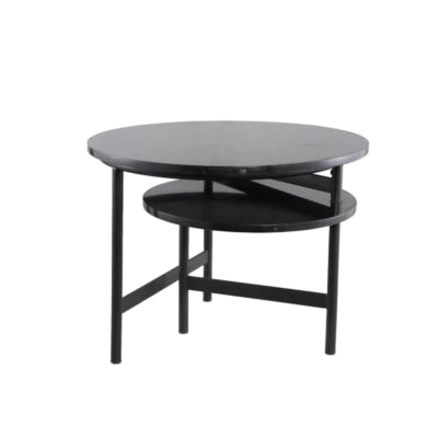 Ptmd table d'appoint waze plateau en marbre noir 60 cm b-choice | 2 pièces