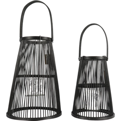 Lanterne camau noir 34,5 cm lot de 2 | 4 pièces