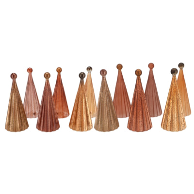 Daan Kromhout statue série sapin de Noël scintillant LED sur pile verre couleur sable 22 cm 12 assortis | 12 pièces