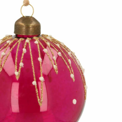 Ngk Boule de Noël Sparkle Berry Verre Rose 8 cm | 24 pièces