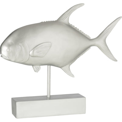 Statue J-line sur pied poisson tropical couleur argent 51,5 cm | 2 pièces
