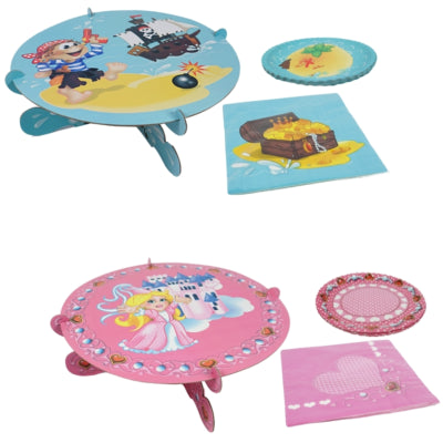 Plateau à gâteau Ty par avec 6 assiettes et 6 serviettes 32 cm 2 assortis | 24 pièces