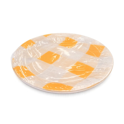 Pic assiettes jetables orange blanc 23 cm 8 pièces | 48 pièces