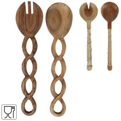 Couverts à salade bois d'acacia 30,5 cm 2 assortis lot de 2 | 10 pièces