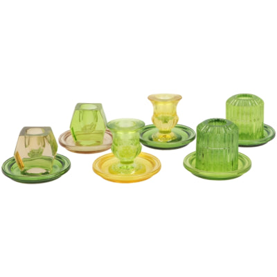 Chandelier Daan en bois courbé bicolore verre vert 8,5 cm 6 assortis | 18 pièces