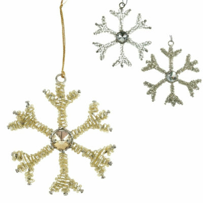 Pendentif perles flocon de neige 8 cm 3 assortis | 24 pièces