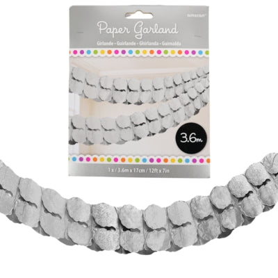 Amscan guirlande de fête en papier couleur argent 360 cm | 36 pièces