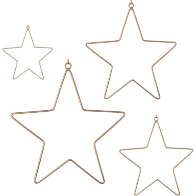 Pendentif étoiles de Noël doré 30 cm lot de 4 | 10 pièces