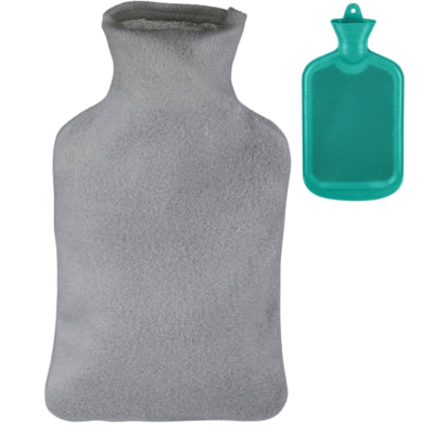 Bouillotte Relaxdays avec housse gris turquoise 2 l | 6 pièces