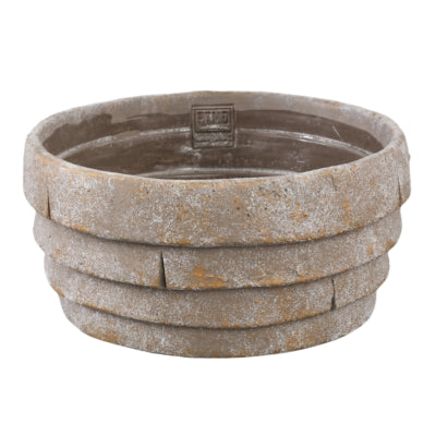 Ptmd pot de fleur bol shesheena gris l 25 cm | 8 pièces