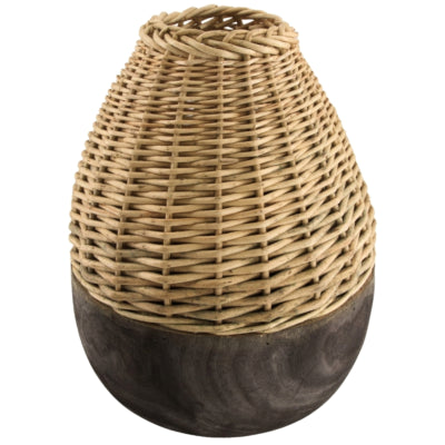 Vase bois de paulownia noir naturel 38 cm | 4 pièces