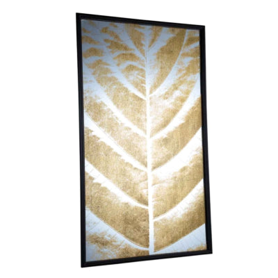 Panneau mural loro miroir en feuille de palmier doré 100 cm | 2 pièces