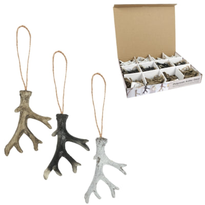 Pendentif en bois de cerf naturel 9 cm 3 assortis | 72 pièces